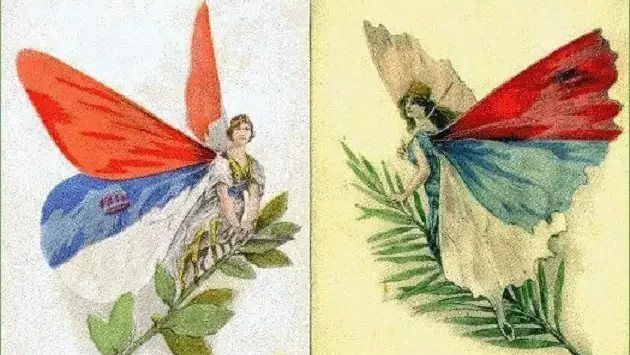 Crna Gora i Srbija predstavljene u Parizu na razglednici tokom I svjetskog rata e1764333727305